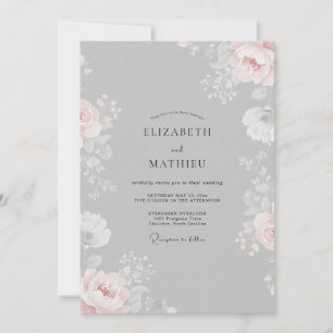Invitation Mariage Ranunculus Eucalyptus Teinté de Cendre