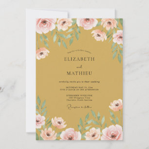 Invitation Mariage Ranunculus Peint à l'Ocre