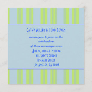 Invitation mariage rayé bleu jaune
