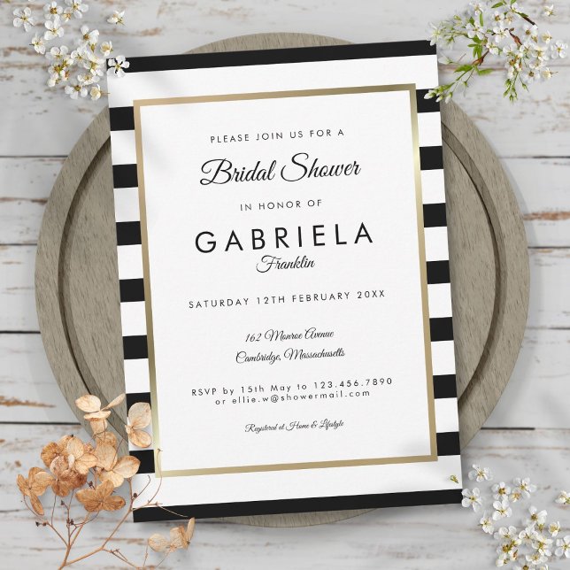 Invitation Mariage rayé classique Shower de mariage (Classic Stripe Wedding Bridal Shower Invitation)
