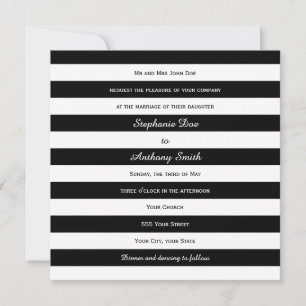 Invitation Mariage rayé noir et blanc