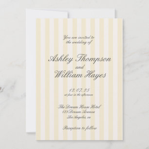 Invitation Mariage rayé Vintage jaune