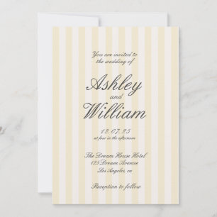Invitation Mariage rayé Vintage jaune