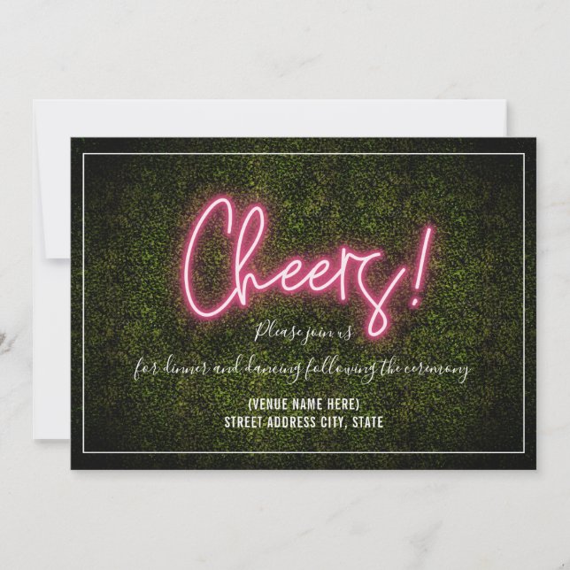 Invitation Mariage Réception Boxwood Néon à Cheers (Devant)