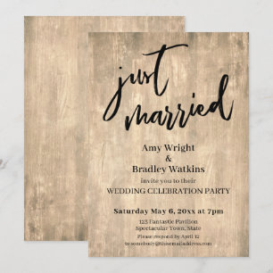 Invitation Mariage Réception en Bois Brun Rustique
