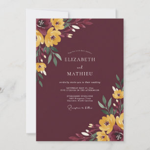 Invitation Mariage Récolte Burgundy Vibrant