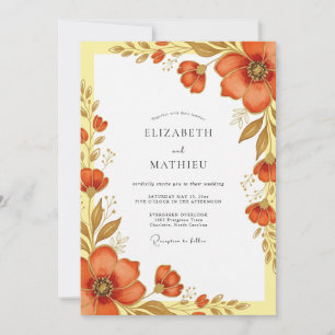 Invitation Mariage Récolte Luxuriant Orange Brûlé