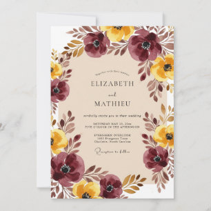 Invitation Mariage Récolte Sophistiqué Bourgogne