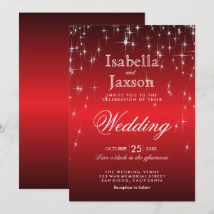 Invitation Mariage Red Twinkle Star Lights