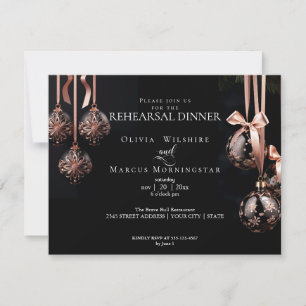 Invitation MARIAGE REHEARSAL   Winter Pink et Onyx Baubles