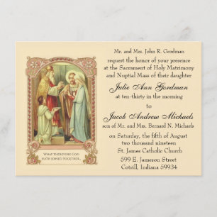 Invitation Mariage religieux catholique Vintage traditionnel