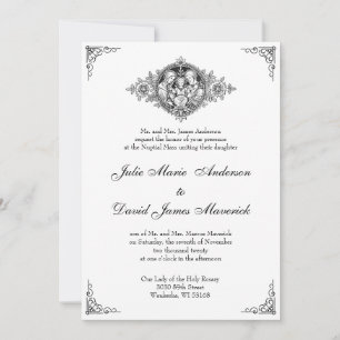 Invitation Mariage religieux élégant classique catholique