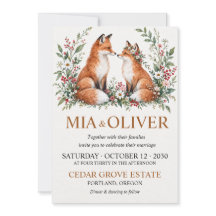Mariage Renard Aquarelle Rustique Fleur de la Forê