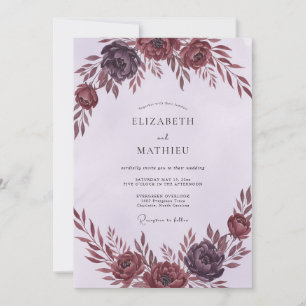 Invitation Mariage Renoncule Bourguignon Abricot Eucalyptus G