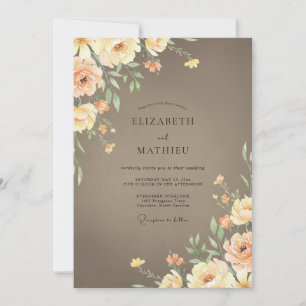 Invitation Mariage Renoncule Eucalyptus Crème Taupe