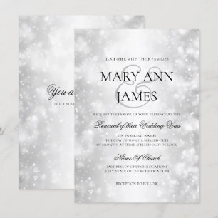 Invitation Mariage Renouveau Vow Lumière de Shimmer d'argent