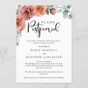 Invitation Mariage reporté - Annulation - Changement de plan