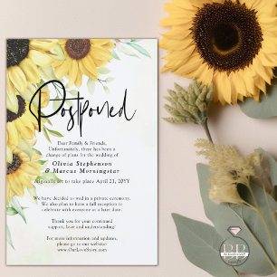 Invitation Mariage Reporté Élégant Tournesols Rustiques