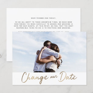 Invitation Mariage reporté Gold Script Changer notre date