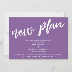 Invitation Mariage Reporté Nouveau Plan Annonce Violette
