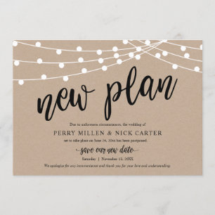 Invitation Mariage reporté, nouveau plan, rustique, Faire-par