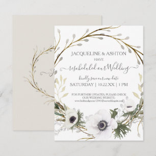 Invitation Mariage reprogrammé gris n blanc Eucalyptus florau