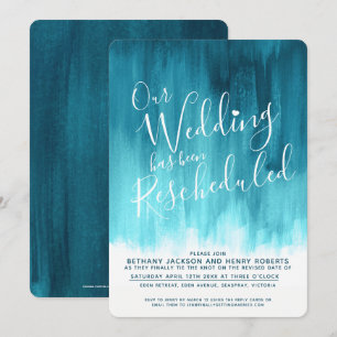 Invitation mariage reprogrammé turquoise aqua green art