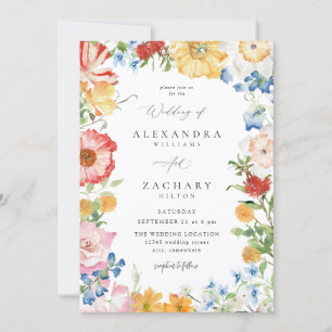 Invitation Mariage Ressort à fleurs multicolores