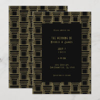 Mariage Rétro Art Déco Géométrique Noir Or 