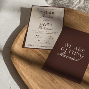 Invitation Mariage Rétro au Chocolat Foncé et à l'Argent Anci