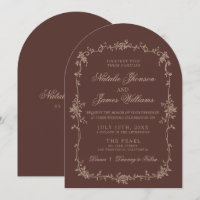 Mariage Rétro Brun Beige Chocolat Floral Arqué