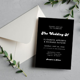 Invitation Mariage Rétro Chic Noir & Blanc