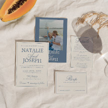 Mariage Rétro Classe Bleu Et Blanc D'argent