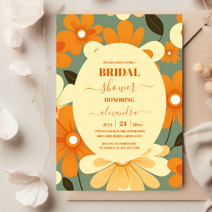 Invitation Mariage rétro coloré floral vintage Shower