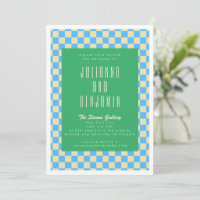 Mariage Retro Green et Blue Checkerboard
