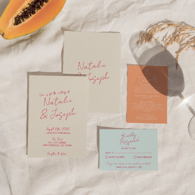 Invitation Mariage rétro moderne à la main et à la main (Créateur téléchargé)