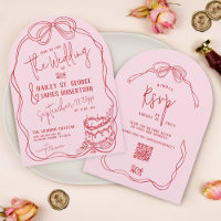 Mariage rétro moderne Quirky Main Tirée Bow PINK