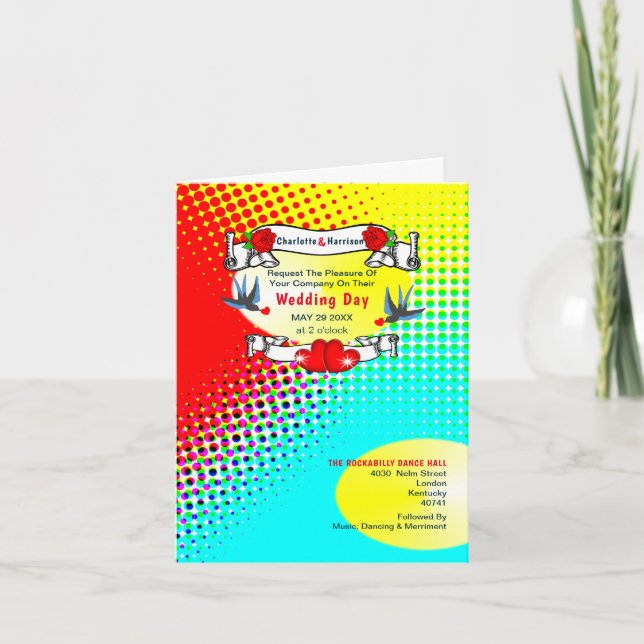 Invitation Mariage Retro Rockabilly (Devant)