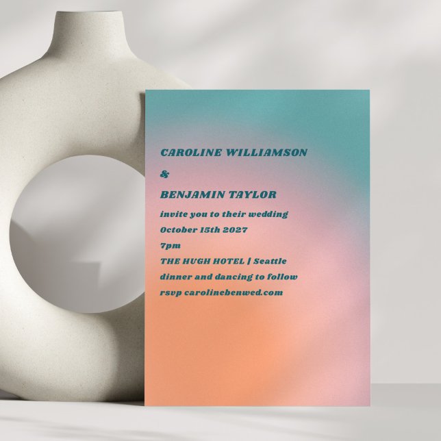 Invitation Mariage rétro Super rose orange rose rose orange (Créateur téléchargé)