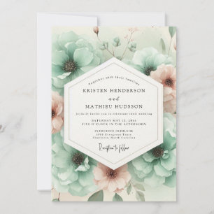 Invitation Mariage rêvé de botanique sarcelle
