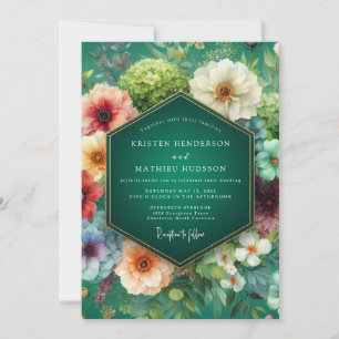 Invitation Mariage Rêve Floral Émeraude