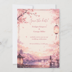 Invitation Mariage Rêvé sous le Coucher de Sakura Anime