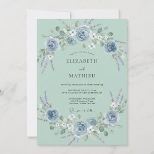 Invitation Mariage Rêveur Vert Sauge et Lavande