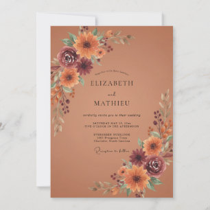 Invitation Mariage riche en automne orange brûlé