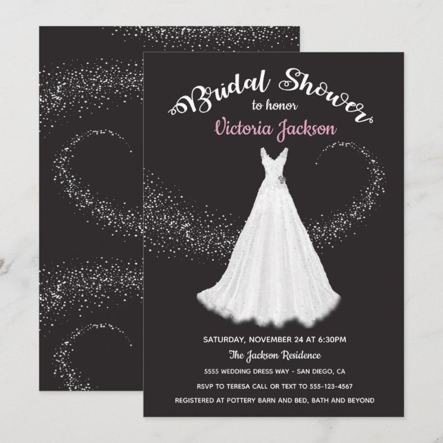 Invitation Mariage Robe Éclatante étoiles nuptiale douche (Devant / Derrière)