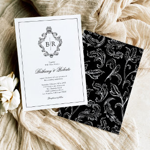 Invitation Mariage Rococo Vintage Monogramme