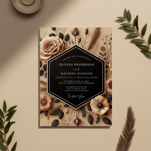 Invitation Mariage Romance Automnal Floral Beige