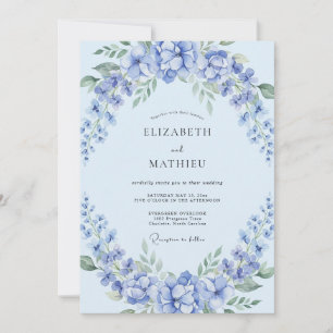 Invitation Mariage Romance Blue Blossom