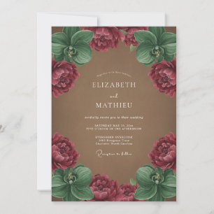 Invitation Mariage Romance Botanique à l'Orchidée de Bourgogn