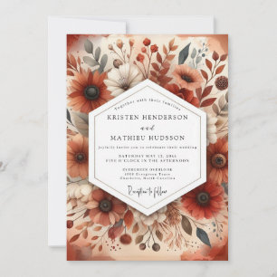 Invitation Mariage Romance Botanique Ambre Automne
